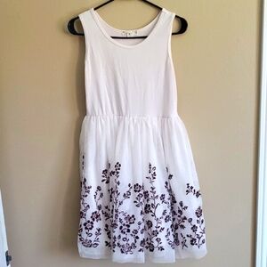 Knitworks Girls White Dress with Purple Floral Embroidery